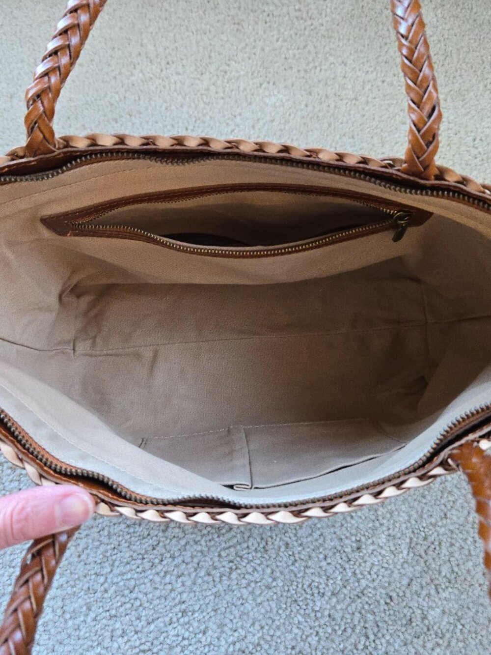 NWOT Braided Leather Bag Purse Handbag - Picture 8 of 12